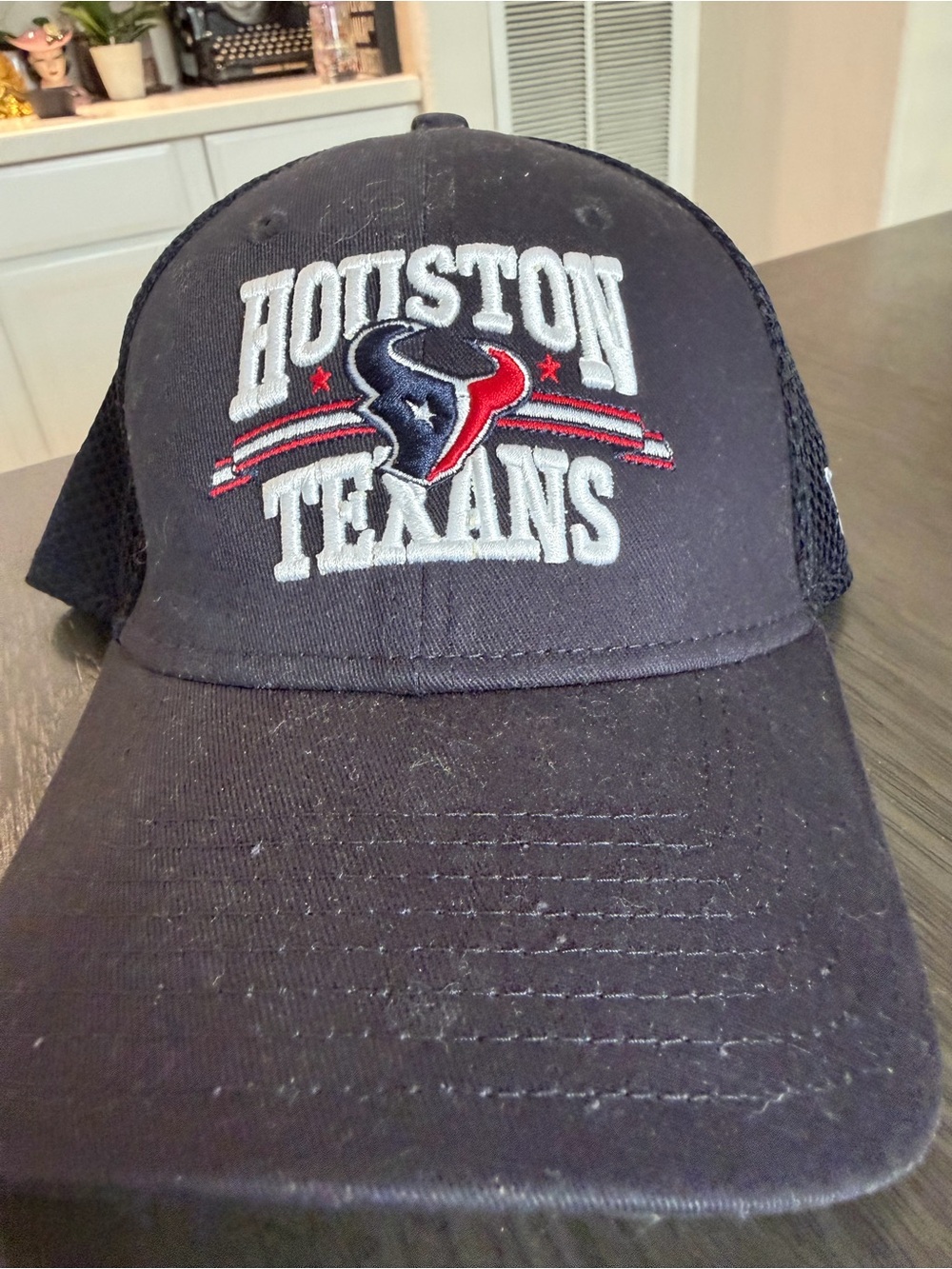 New Era Houston Texans Black Mesh Back Cap with Team Crest
